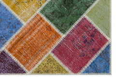 Iskece 31116 Beige Patchwork Wool Handmade Area Rug 3'11" x 5'11"