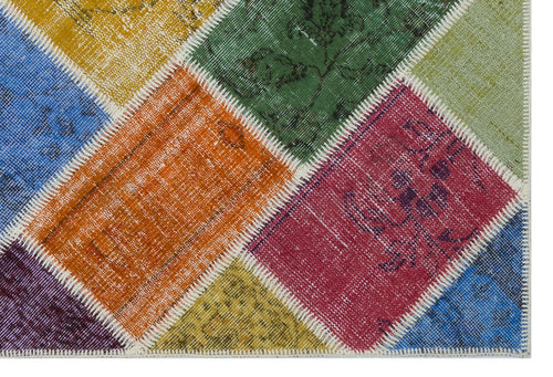 Iskece 31116 Beige Patchwork Wool Handmade Area Rug 3'11" x 5'11"