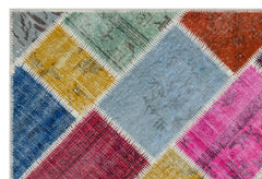 Iskece 31116 Beige Patchwork Wool Handmade Area Rug 3'11" x 5'11"