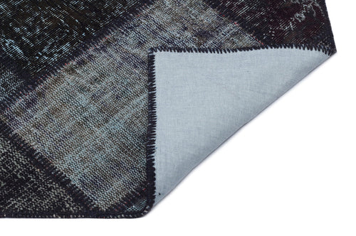 Iskece 31118 Black Patchwork Wool Handmade Area Rug 3'11" x 5'11"