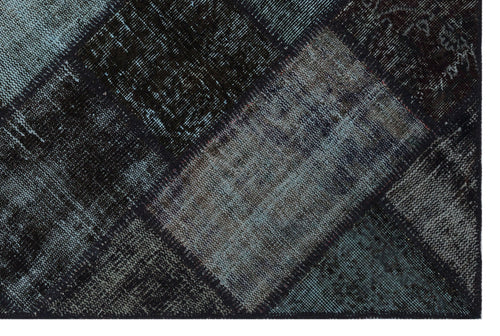 Iskece 31118 Black Patchwork Wool Handmade Area Rug 3'11" x 5'11"