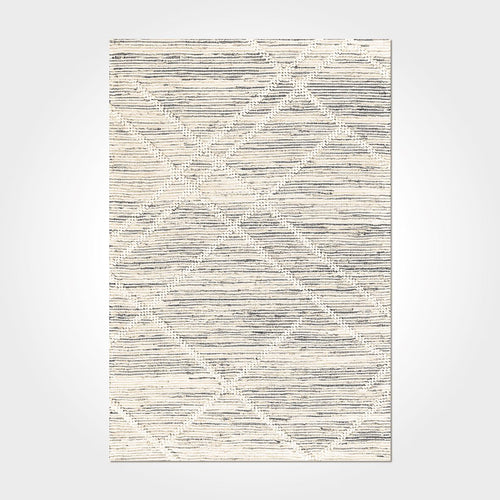 Stevie Cream Geometric Chenille and Cotton Digital Print Area Rug