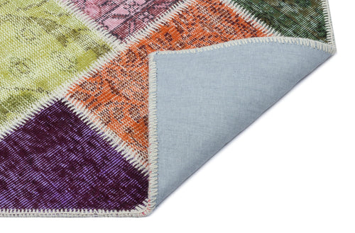 Iskece 31125 Beige Patchwork Wool Handmade Area Rug 3'11" x 5'11"