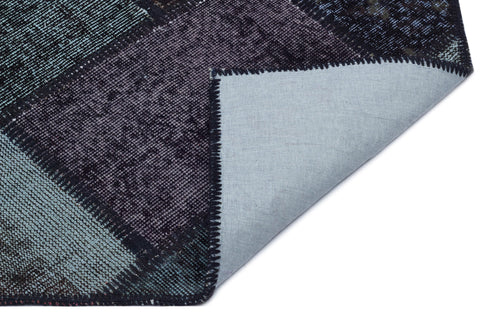 Iskece 31147 Black Patchwork Wool Handmade Area Rug 3'11" x 5'11"