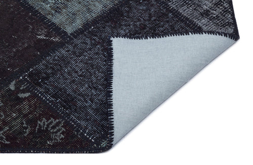 Iskece 31152 Black Patchwork Wool Handmade Area Rug 3'11" x 5'11"