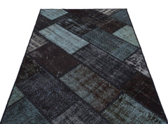 Iskece 31152 Black Patchwork Wool Handmade Area Rug 3'11" x 5'11"