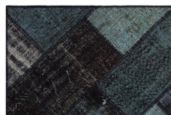 Iskece 31152 Black Patchwork Wool Handmade Area Rug 3'11" x 5'11"