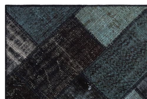 Iskece 31152 Black Patchwork Wool Handmade Area Rug 3'11" x 5'11"