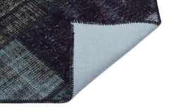 Iskece 31178 Black Patchwork Wool Handmade Area Rug 3'11" x 5'11"