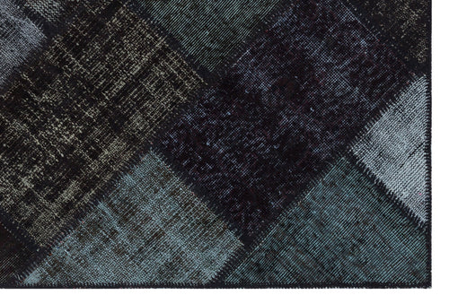 Iskece 31178 Black Patchwork Wool Handmade Area Rug 3'11" x 5'11"
