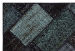 Iskece 31178 Black Patchwork Wool Handmade Area Rug 3'11" x 5'11"