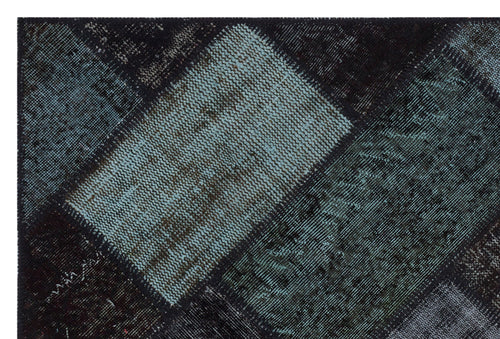 Iskece 31178 Black Patchwork Wool Handmade Area Rug 3'11" x 5'11"