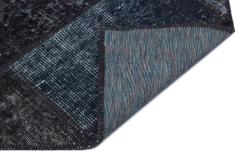 Iskece 31179 Black Patchwork Wool Handmade Area Rug 3'11" x 5'11"