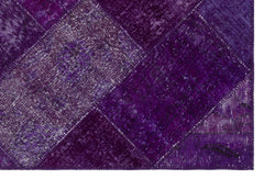 Iskece 31181 Purple Patchwork Wool Handmade Area Rug 3'11" x 5'11"