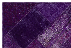 Iskece 31181 Purple Patchwork Wool Handmade Area Rug 3'11" x 5'11"
