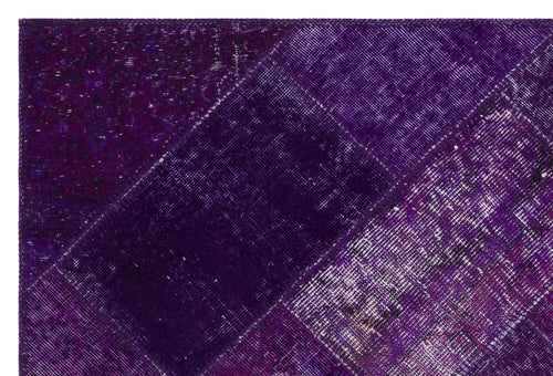 Iskece 31181 Purple Patchwork Wool Handmade Area Rug 3'11" x 5'11"