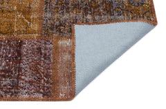 Iskece 31188 Brown Patchwork Wool Handmade Area Rug 3'11" x 5'11"