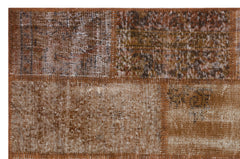 Iskece 31188 Brown Patchwork Wool Handmade Area Rug 3'11" x 5'11"