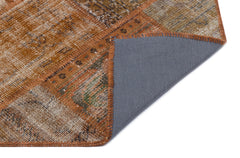 Iskece 31192 Brown Patchwork Wool Handmade Area Rug 3'11" x 5'11"