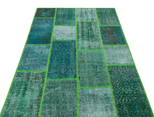 Iskece 31199 Green Vintage Wool Handmade Area Rug 3'11" x 5'11"