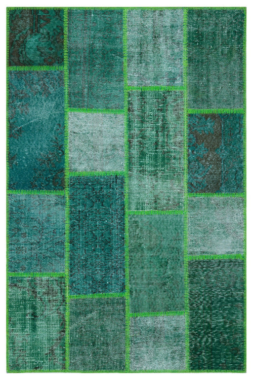 Iskece 31199 Green Vintage Wool Handmade Area Rug 3'11" x 5'11"