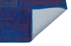 Iskece 31200 Blue Patchwork Wool Handmade Area Rug 3'11" x 5'11"