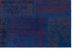 Iskece 31200 Blue Patchwork Wool Handmade Area Rug 3'11" x 5'11"