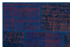 Iskece 31200 Blue Patchwork Wool Handmade Area Rug 3'11" x 5'11"