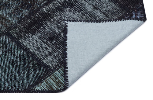 Iskece 31218 Black Patchwork Wool Handmade Area Rug 3'11" x 5'11"