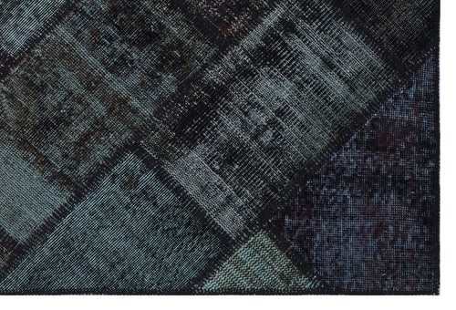 Iskece 31218 Black Patchwork Wool Handmade Area Rug 3'11" x 5'11"