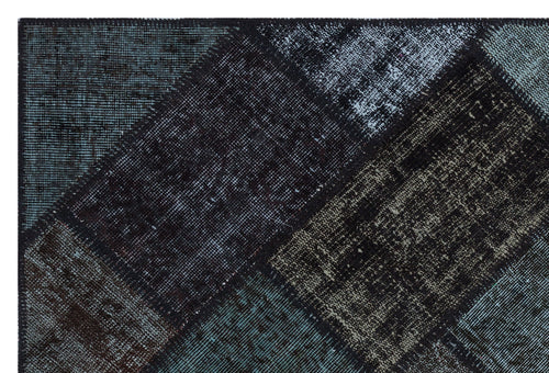 Iskece 31218 Black Patchwork Wool Handmade Area Rug 3'11" x 5'11"
