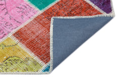 Iskece 31221 Beige Patchwork Wool Handmade Area Rug 3'11" x 5'11"