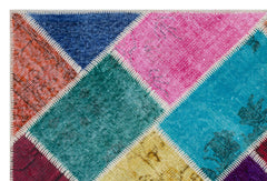 Iskece 31221 Beige Patchwork Wool Handmade Area Rug 3'11" x 5'11"