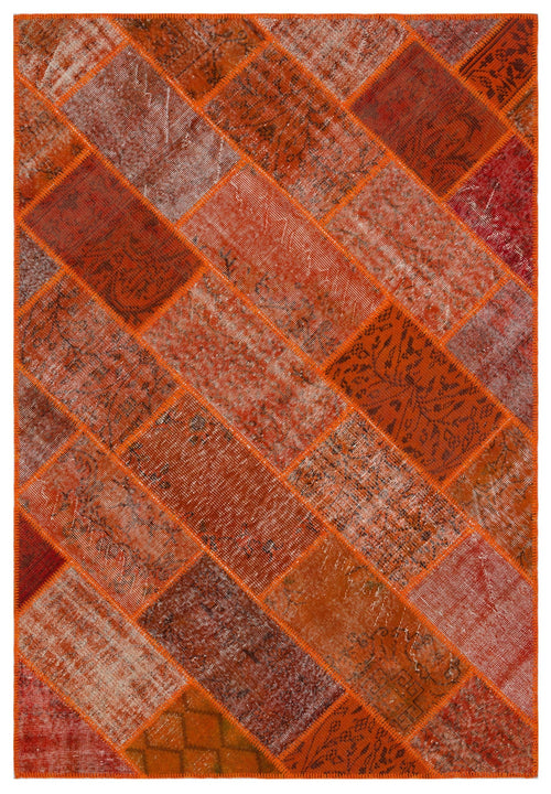 Iskece 31249 Orange Vintage Wool Handmade Area Rug 5'3" x 7'7"