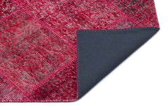 Iskece 31266 Red Patchwork Wool Handmade Area Rug 5'3" x 7'7"