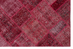 Iskece 31266 Red Patchwork Wool Handmade Area Rug 5'3" x 7'7"