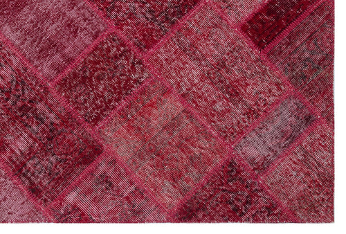 Iskece 31266 Red Patchwork Wool Handmade Area Rug 5'3" x 7'7"