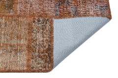 Iskece 31268 Brown Patchwork Wool Handmade Area Rug 5'3" x 7'7"