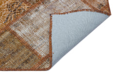 Iskece 31313 Brown Patchwork Wool Handmade Area Rug 5'3" x 7'7"