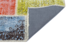 Iskece 31344 Beige Patchwork Wool Handmade Area Rug 2'7" x 4'11"