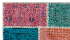 Iskece 31344 Beige Patchwork Wool Handmade Area Rug 2'7" x 4'11"