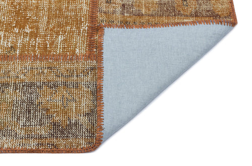 Iskece 31348 Brown Patchwork Wool Handmade Area Rug 2'7" x 4'11"