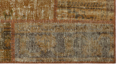 Iskece 31348 Brown Patchwork Wool Handmade Area Rug 2'7" x 4'11"