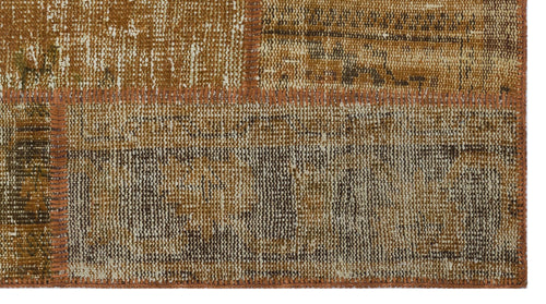 Iskece 31348 Brown Patchwork Wool Handmade Area Rug 2'7" x 4'11"