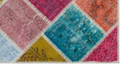 Iskece 31350 Beige Patchwork Wool Handmade Area Rug 2'7" x 4'11"