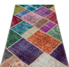 Iskece 31366 Beige Patchwork Wool Handmade Area Rug 2'7" x 4'11"
