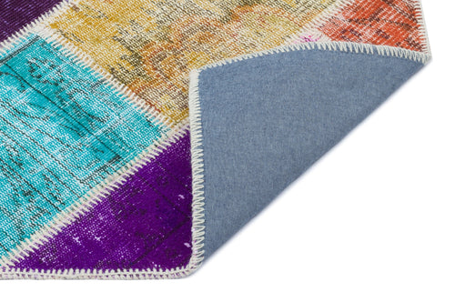 Iskece 31375 Beige Patchwork Wool Handmade Area Rug 2'7" x 4'11"