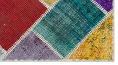 Iskece 31376 Beige Patchwork Wool Handmade Area Rug 2'7" x 4'11"