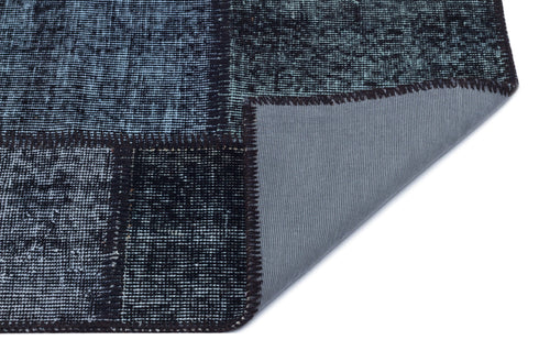 Iskece 31377 Black Patchwork Wool Handmade Area Rug 2'7" x 4'11"