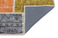 Iskece 31379 Beige Patchwork Wool Handmade Area Rug 2'7" x 4'11"